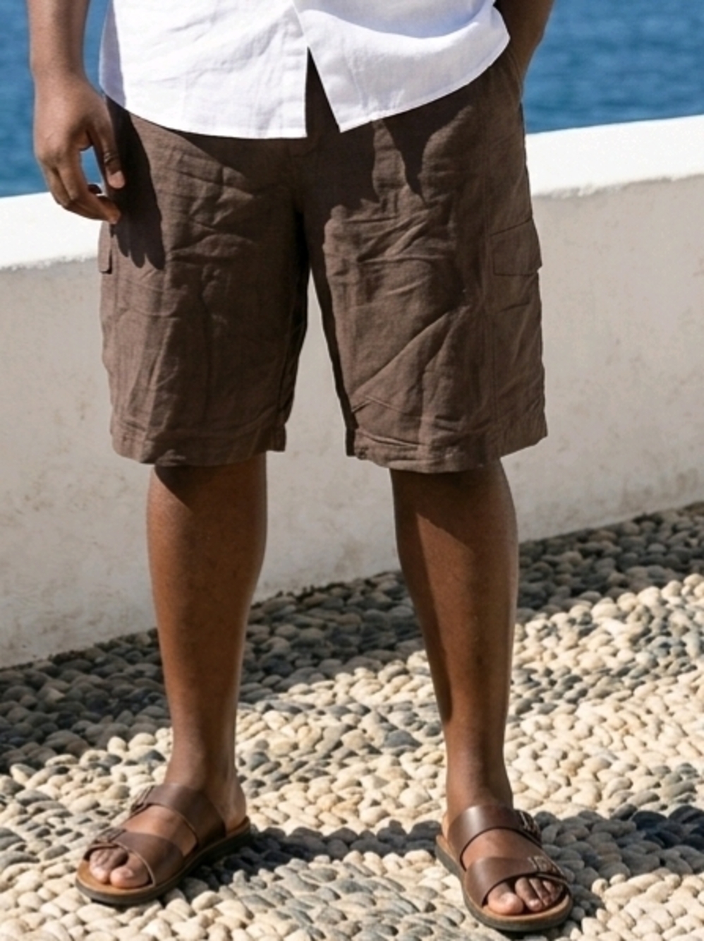 Cubavera Brown Cargo Shorts Linen Blend 42 Multiple Pockets NWT